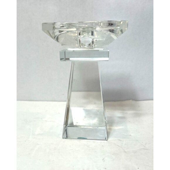 Crystal Glass Taper Candle Holder Elegant Pyramid Design Wedding Romance Dinner - Picture 3 of 7